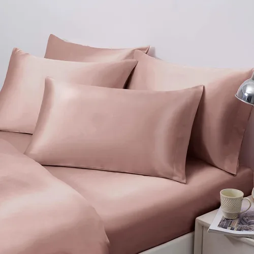 Miniatura 29 de Ersmak Juego de 2 fundas de almohada de satén estándar, ultra suaves y sedosas para cabello y piel, resistentes a las arrugas a la decoloración