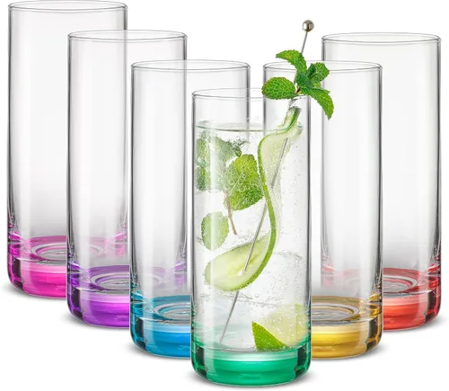 Miniatura 10 de Juego de copas de vino sin tallo JoyJolt Hue, juego de 6 copas de vino sin tallo grandes de 15 oz para agua, vino blanco o tinto, vasos cortos