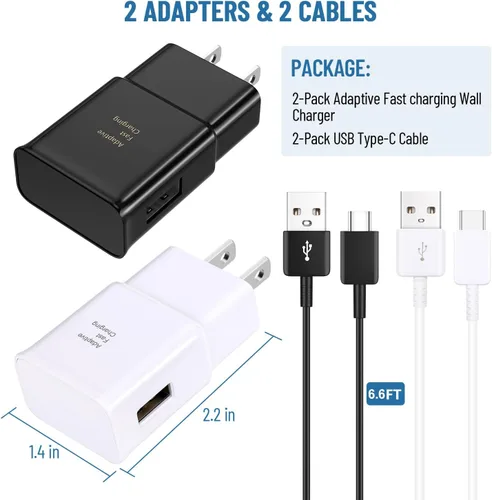 Miniatura 2 de Cargador USB C, Cargador Rápido Samsung con Cable USB Tipo C de 2m para Samsung Galaxy S8/S9/S10/S10 Plus/S10E/S20/S20 Plus/S21/S21 Ultra/S22/S22