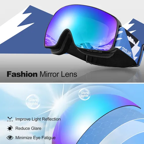 Miniatura 6 de Odoland Gafas de esquí para niños, gafas de snowboard para jóvenes esquiadores de 8 a 16 años, gafas de nieve S2 con lente doble, protección
