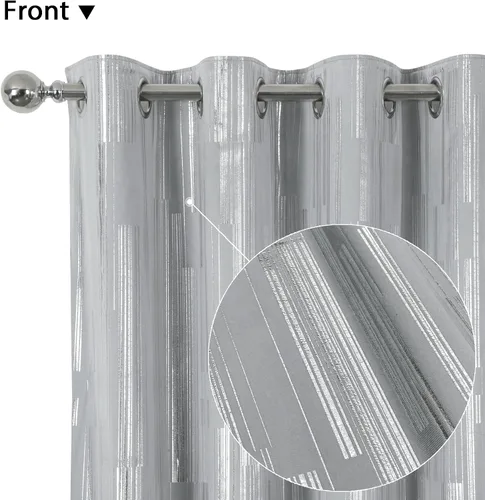 Miniatura 3 de always4u Cortinas de terciopelo suave de 108 pulgadas de largo con estampado de papel de aluminio de lujo, cortinas de dormitorio de eficiencia