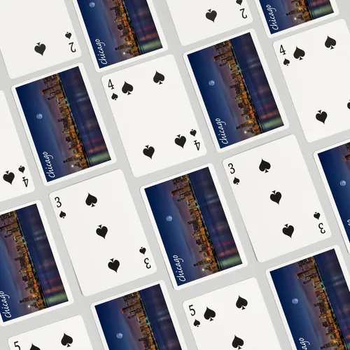 Miniatura 4 de Lantern Press Chicago, Illinois, Skyline por la noche (52 cartas de juego, baraja de cartas de tamaño póquer con comodines)