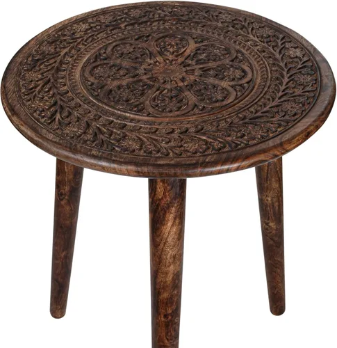 Miniatura 19 de Mesa de café de madera, mesa auxiliar con pilar individual, mesa pequeña, mesita de noche, mesa lateral, mesa de cabecera, mesa lateral de sala