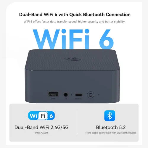 Miniatura 5 de Beelink Mini PC EQI12, Intel 12ª generación Core i5 1235U (10C/12T) hasta 4.4GHz, Mini computadora 32GB DDR4 RAM 500GB SSD, pantalla dual 4K, Dual