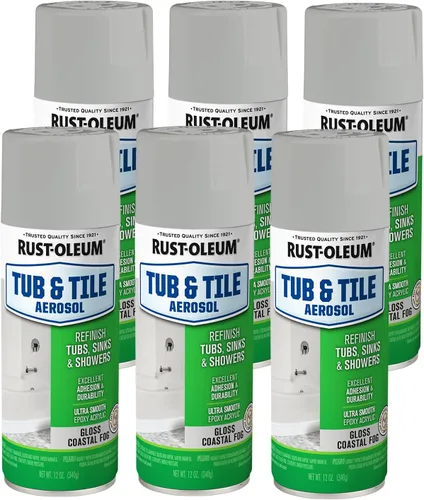 Miniatura 13 de Rust-Oleum 385291 Pintura en aerosol especial para bañeras y azulejos, 12 oz, color niebla costera brillante, modelo 385291