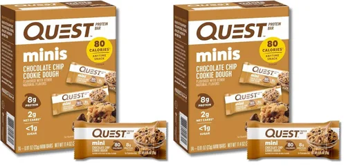 Miniatura 9 de Quest Nutrition Mini barras de proteína de masa de galletas con chispas de chocolate, 0.28 oz de proteína, 0.04 oz de azúcar, 0.07 oz