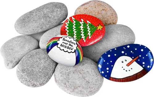 Rocas de río para pintar 10 piezas, grandes, 2-3 pulgadas, piedras planas y suaves para pintar, piedras artesanales para pintar para manualidades de