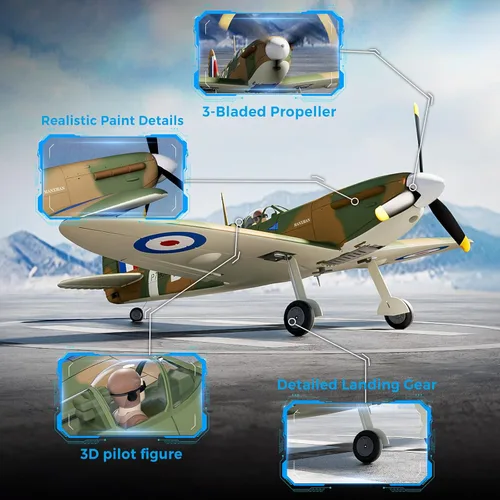 Miniatura 5 de CKYSCHN Avión RC sin escobillas Spitfire 19.685 in - 4CH VOLANTEXR RC Avión con giroscopio de 6 ejes, avión de control remoto RTF de 2.4G