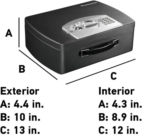 Miniatura 5 de P021E Caja fuerte de seguridad portátil para crear una combinación propia, 5.6 x 12.8 x 10.4 pulgadas, color negro
