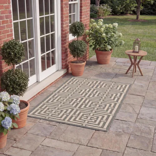Miniatura 24 de SAFAVIEH Courtyard Collection CY6937 - Alfombra decorativa para interiores y exteriores, impermeable, fácil de limpiar, 2 pies 3 pulgadas x 6 pies 7