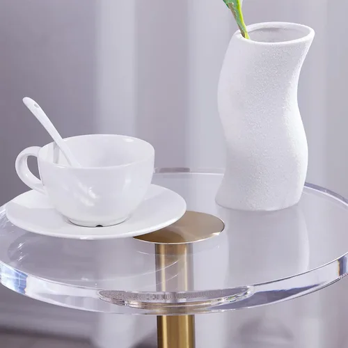 Miniatura 7 de Mesa auxiliar de acrílico para muebles, mesa auxiliar redonda pequeña transparente para sala de estar, dormitorio, oficina, mesita de noche moderna