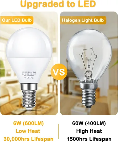Miniatura 7 de EvaStary Bombilla para ventilador de techo E12 base candelabro, 3000K blanco cálido equivalente a 60 W, bombillas LED de candelabro E12, 6 W 600 lm