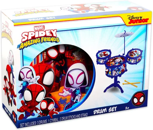 Miniatura 3 de Spidey and His Amazing Friends - Juego de batería de juguete para niños, paquete con juego de música de batería de Spiderman, tatuajes Spidey, más