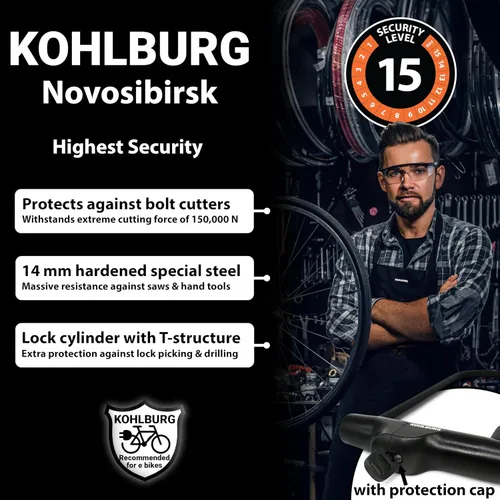Miniatura 3 de KOHLBURG Cerradura en U con la más alta seguridad vendida con certificado de diamante seguro, grande de 13.5 x 6.7 pulgadas, resistente antirrobo
