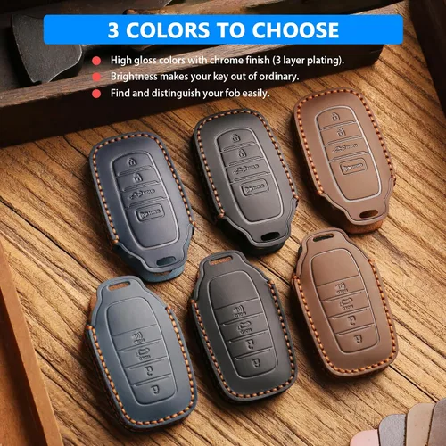 Miniatura 6 de QBUC Funda de Cuero Genuino para Llavero de Toyota Tacoma, Compatible con Toyota Tundra Prius Venza Corolla Crown Sequoia Grand Highlander RAV4