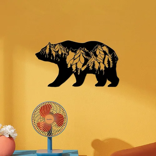 Miniatura 5 de Resama Arte de pared de oso de metal, animales del bosque, decoración rústica, decoración de desierto, adornos de montaña para sala de estar