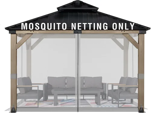 Miniatura 13 de Aoodor Mosquitera Universal para Gazebo de 10 x 10 pies, 4 Paneles Laterales de Repuesto con Cremalleras Dobles para Patio, Patio Trasero, Terraza