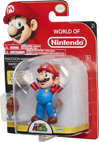 Miniatura 9 de Nintendo Super Mario Raccoon Mario Figura articulada de 4 pulgadas con accesorio de hojas