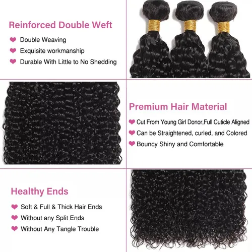 Miniatura 3 de 12A Brazilian Deep Wave Human Hair Bundles 14 16 18Inch 100% Unprocessed Brazilian Virgin Human Hair Weave 3Bundles Deep Wave Curly Hair Extensions