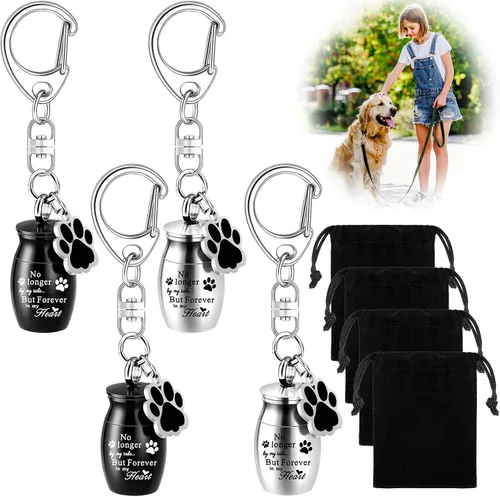 Sasylvia Llavero de urna para mascotas, llavero para cenizas de mascotas, joyería de cremación de recuerdo de perros, joyería de acero inoxidable,