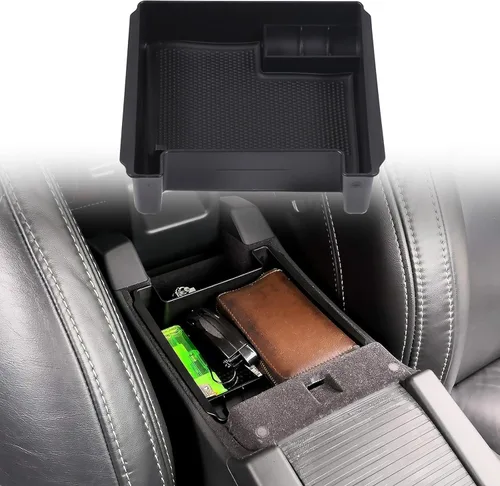 Caja de almacenamiento negra con reposabrazos para consola central, bandeja de teléfono con alfombrilla y logotipo para Volvo S60 S60L V60 XC60