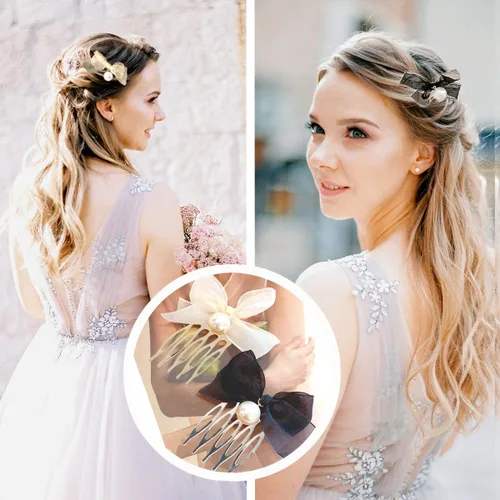 Miniatura 7 de Qoaimu Paquete de 20 peines laterales para el cabello, 5 dientes, pequeños de metal, para manualidades, para cabello fino, velo de novia, plateado