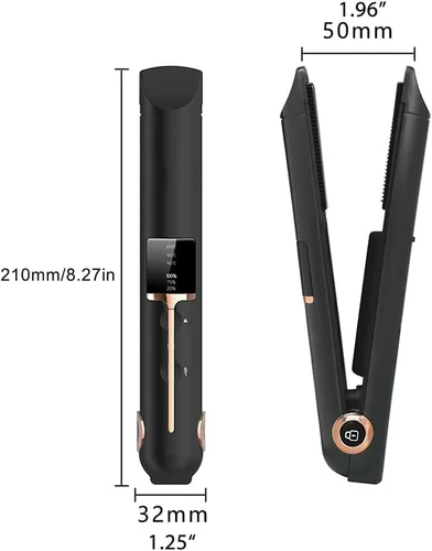 Miniatura 4 de Yinhing Alisador y rizador de pelo 2 en 1, carga USB inalámbrica, 3 temperaturas ajustables 165 185 205 con pantalla LED, para fino, medio corto #343