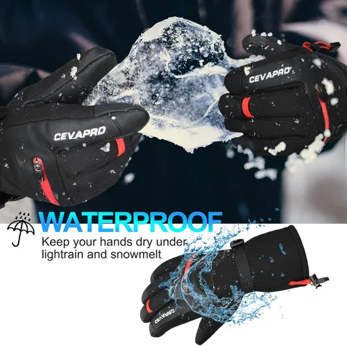 Miniatura 4 de Guantes de invierno para hombres y mujeres, guantes de snowboard y esquí, impermeables y aislados, resistentes al viento para clima frío