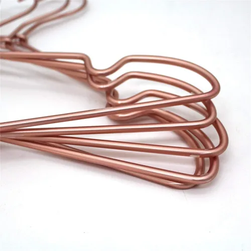 Miniatura 8 de Paquete de 30 perchas de metal de 16.5 pulgadas con alambre para ropa superior para ropa, ropa, abrigos, trajes, en acabado dorado cobre