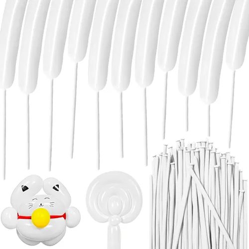 Miniatura 24 de 100Pcs Globos Negros 260, Globos Largos para Atar Arco de Globos, Globos Largos y Finos para Torcer Globos de Animales, Globos para Cumpleaños