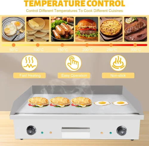 Miniatura 3 de 4400W 110V Teppanyaki, plancha eléctrica de la encimera de la encimera comercial de la parrilla plana de la parrilla de la parrilla de la placa