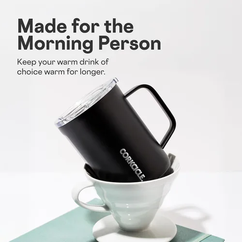 Miniatura 6 de Taza de café clásica Corkcicle - Acero inoxidable con triple aislamiento para viajes - Tapa a prueba de roturas - Fácil agarre - Mantiene la bebida