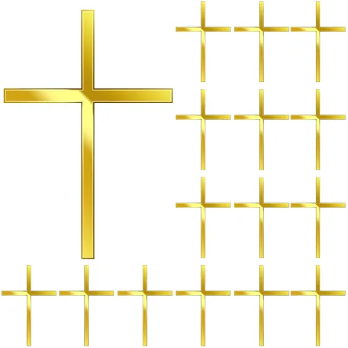 Blulu 16 piezas de decoración para tartas de bautismo, decoración cristiana para cupcakes, espejo dorado, acrílico, decoración cristiana (estilo