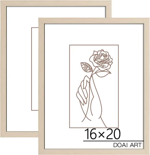 DOAI ART Marco de póster de 16 x 20 pulgadas, paquete de 2 marcos de fotos de roble y veta de madera de 16 x 20 pulgadas para montaje en pared Color