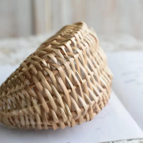 Miniatura 4 de Ochine Cesta de mimbre de media luna, material de ratán, cesta tejida a mano con asa, tamaño pequeño, para almacenamiento de jardín y decoración