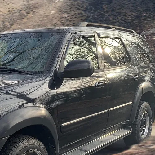 Miniatura 3 de IKON MOTORSPORTS - Visera de ventana compatible con Toyota Sequoia 2001-2007, estilo delgado, acrílico, teñido de humo, 4 unidades, protección