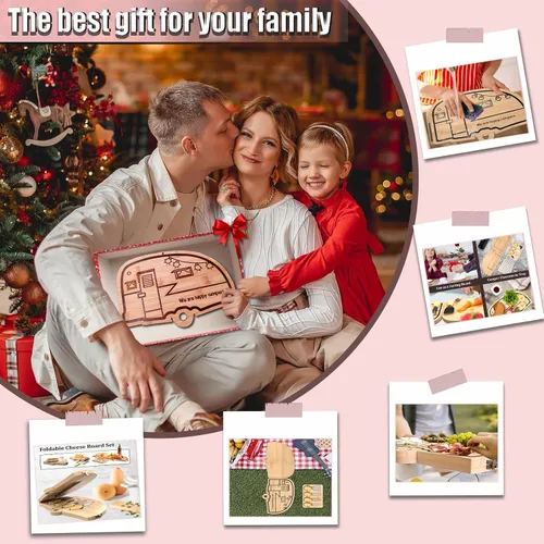 Miniatura 2 de Juego de tablas plegables de bambú para charcutería, juego de regalo único de tabla de cortar queso para mamá, papá, pareja o inauguración de la casa