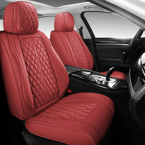 Miniatura 6 de Juego completo de fundas de cuero de cobertura completa para asiento de automóvil, ajuste universal para la mayoría de automóviles, sedanes