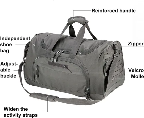 Miniatura 3 de HYKING Bolsa de gimnasio para mujeres y hombres, bolsa táctica militar para fin de semana, entrenamiento, ligera, impermeable, deportiva, bolsillo