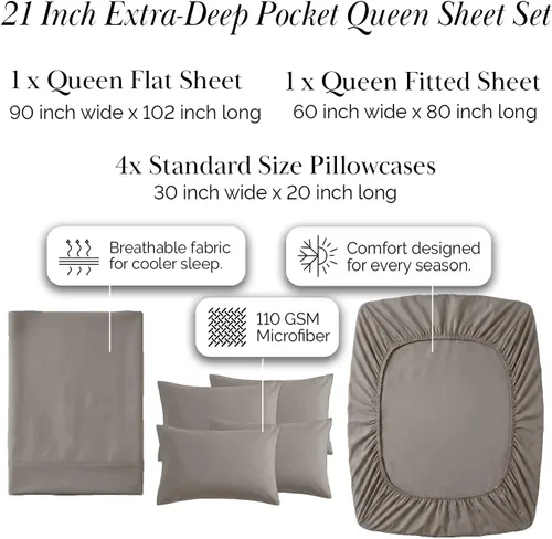 Miniatura 345 de Southshore Fine Living, Inc. Juego de 7 piezas de sábanas King divididas para cama ajustable, juego de sábanas King divididas con bolsillo de 21