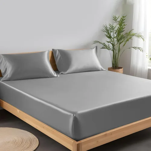 Miniatura 17 de LINENWALAS Tencel Lyocell Sábana bajera solo con ajuste seguro y cómodo en todo el contorno elástico de 16 pulgadas de profundidad, ropa de cama