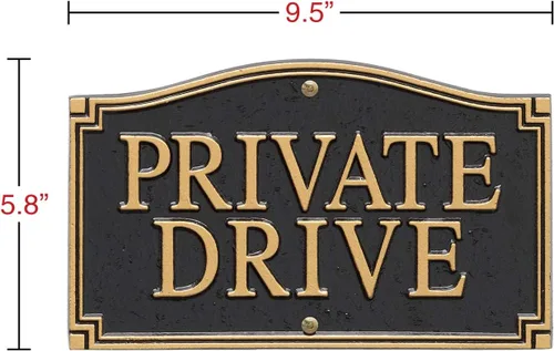 Miniatura 5 de Whitehall Productos Private Drive Pared/Placa de declaración de césped, negro/dorado