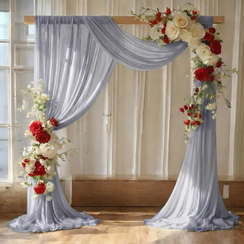 MDS Paquete de 1 panel de cortina de arco de boda (30 pulgadas de ancho x 30 pies de largo) tela de gasa transparente para boda, ceremonia, Gris frío