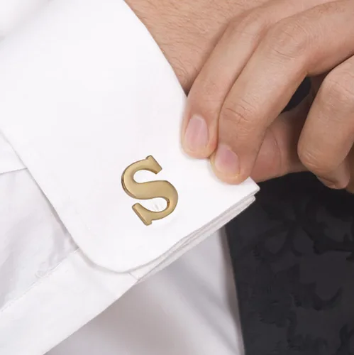 Miniatura 3 de Men's Gold Alphabet Cufflinks 1 Pair with Gift Box