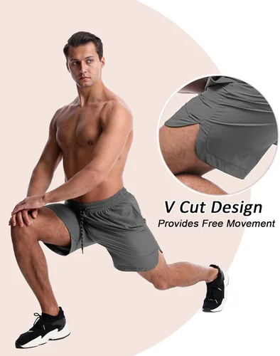 Miniatura 3 de CANGHPGIN Pantalones cortos de entrenamiento para hombre de 7 pulgadas, ligeros, paquete de 2 pantalones cortos de baloncesto con bolsillos