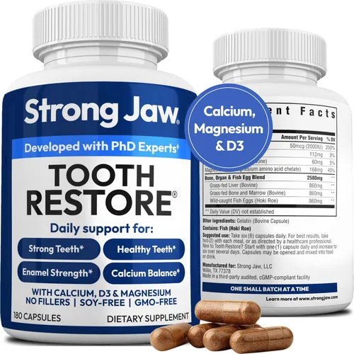 Miniatura 10 de Strong Jaw - Restaurador de Huesos y Mandíbula – Suplementos de Calcio con Vitamina D3, K2 y Magnesio Sin GMO Construye Huesos y Apoyo