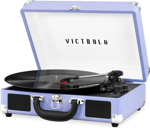 Victrola Journey Tocadiscos Portátil de Maleta con Bluetooth – con Altavoces Integrados, Tocadiscos de Vinilo de 3 Velocidades, Salida RCA, Conector