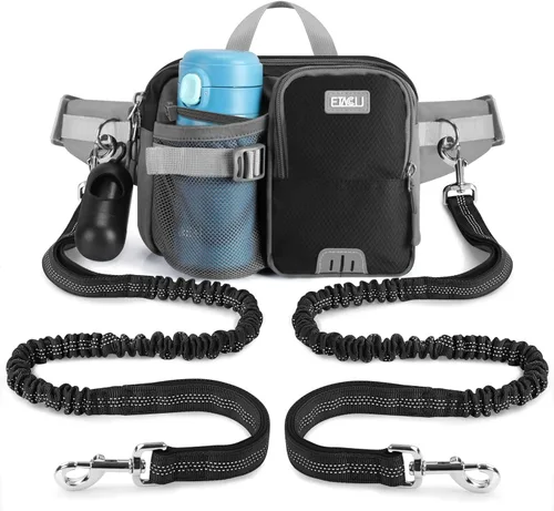 Miniatura 8 de ETACCU Correa para perros manos libres con bolsillo para teléfono, soporte para botella de agua - Cinturón ajustable de 19-38 pulgadas Correa
