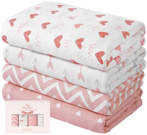Miniatura 12 de Yoofoss Mantas de muselina orgánicas, 47 x 47 pulgadas, manta de recepción para bebés niños y niñas, esenciales para recién nacidos, suaves