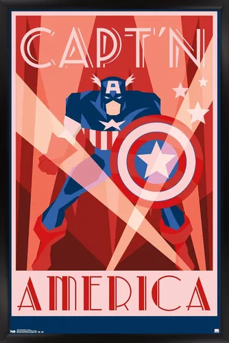 Miniatura 6 de Trends International Marvel Comics - Póster de pared Art Deco del Capitán América, 22.375 x 34 pulgadas, versión premium sin marco